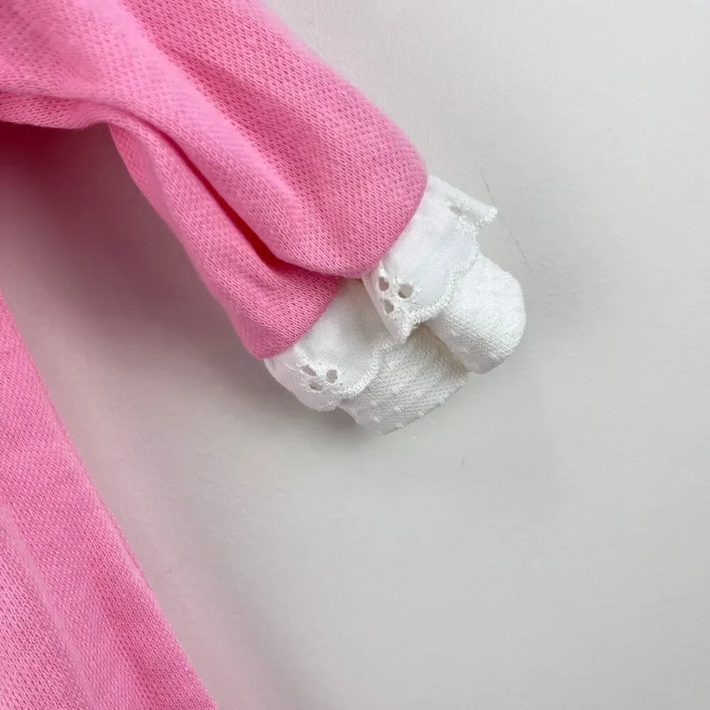 Vintage Carter's Pink Ruffle Lace Coverall Romper 9 Months USA